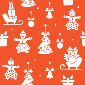 Seamless pattern with christmas, new year symbols. Stock Illustration