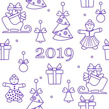 Seamless pattern with christmas, new year symbols. Stockillustratie