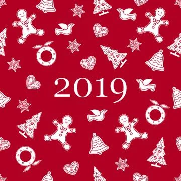 Seamless pattern with christmas, new year symbols. Stock Illustration