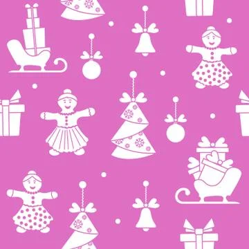Seamless pattern with christmas, new year symbols. Stock Illustration