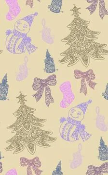 Seamless Pattern with Christmas Objects Stock Illustration
