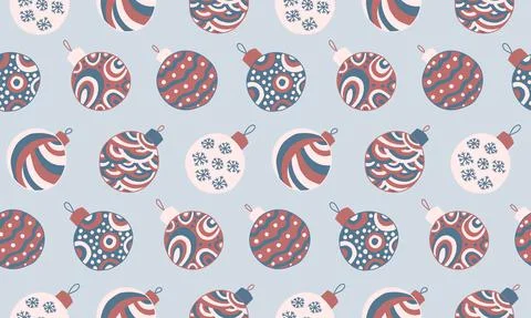 Seamless pattern with Christmas ornaments Stock Illustration