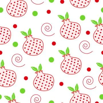Seamless pattern with Christmas pomegranate Stock Illustration