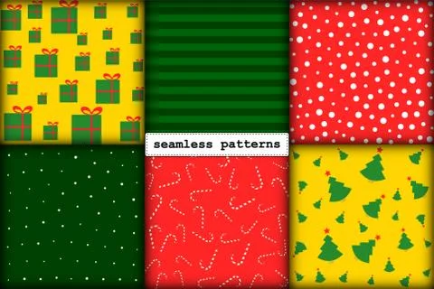 Seamless pattern Christmas set of minimalism hand-drawn New Year elements in Stockillustratie