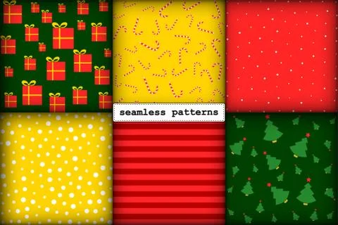 Seamless pattern Christmas set of minimalism hand-drawn New Year elements in Stock Illustration
