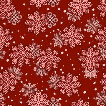 Seamless pattern of Christmas snowflakes and stars Stock Illustration