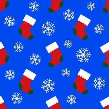 Seamless pattern - christmas socks and snowflakes Stock Illustration