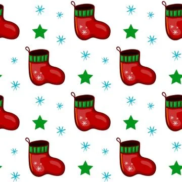 Seamless pattern with christmas socks Stock Illustration