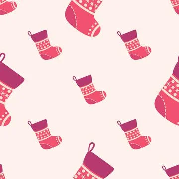 Seamless pattern with christmas socks. illustration for Merry Christmas and H Stock Illustration