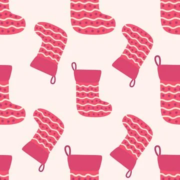 Seamless pattern with christmas socks. illustration for Merry Christmas and H Stock Illustration