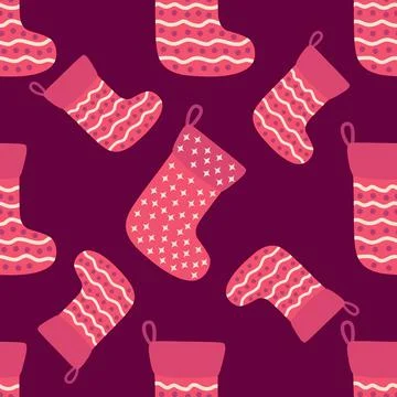 Seamless pattern with christmas socks. illustration for Merry Christmas and H Stock Illustration