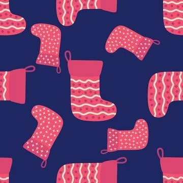 Seamless pattern with christmas socks. illustration for Merry Christmas and H Stock Illustration