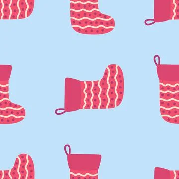 Seamless pattern with christmas socks. illustration for Merry Christmas and H Stock Illustration