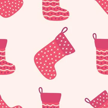 Seamless pattern with christmas socks. illustration for Merry Christmas and H Illustrazione stock