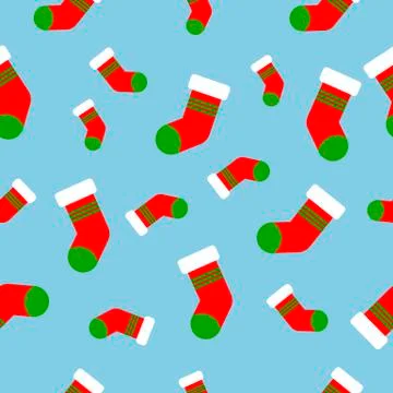 Seamless pattern with christmas socks. Vector illustration. Stock Illustration