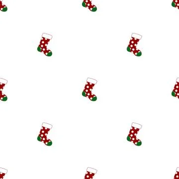 Seamless pattern with christmas socks on white background. Vector illustration. Stock Illustration