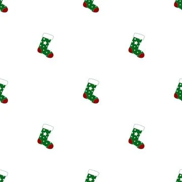 Seamless pattern with christmas socks on white background. Vector illustration. Illustrazione stock
