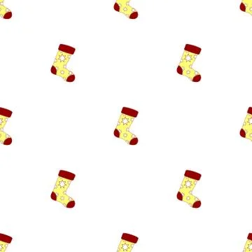 Seamless pattern with christmas socks on white background. Vector illustration. Illustrazione stock