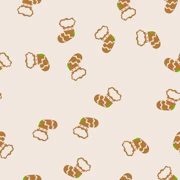 Seamless pattern christmas stocking gingerbread cookie with festive icing Stock Illustration