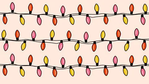 Seamless Pattern with Christmas String Lights Stock Illustration