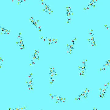 Seamless pattern christmas string lights decorating festive garland border Stockillustratie