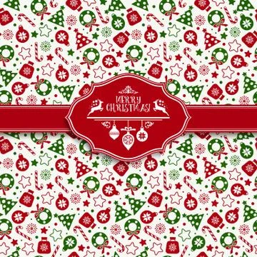 Seamless pattern of christmas texture icons Stock Illustration
