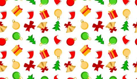 Seamless pattern on a Christmas theme. Christmas decorations, Christmas tree Stock Illustration