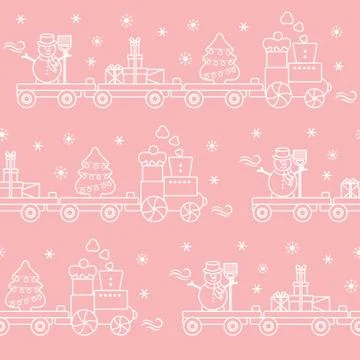 Seamless pattern Christmas train. New Year 2019 イラスト素材