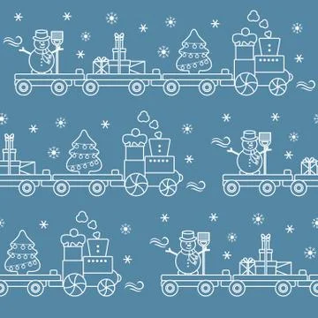 Seamless pattern Christmas train. New Year 2019 Illustrazione stock