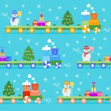 Seamless pattern Christmas train. New Year 2019 Illustrazione stock