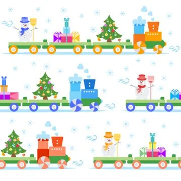 Seamless pattern Christmas train. New Year 2019 Illustrazione stock