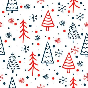Seamless pattern of Christmas tree. Abstract forest trees. Cute vector pattern Illustrazione stock