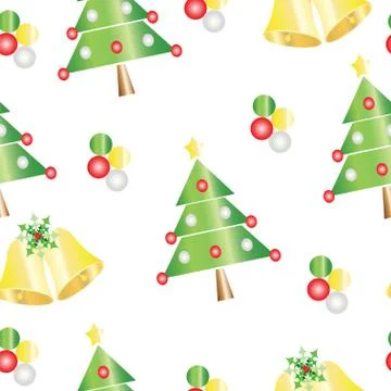 Seamless pattern with Christmas tree and bells vector Illustrazione stock