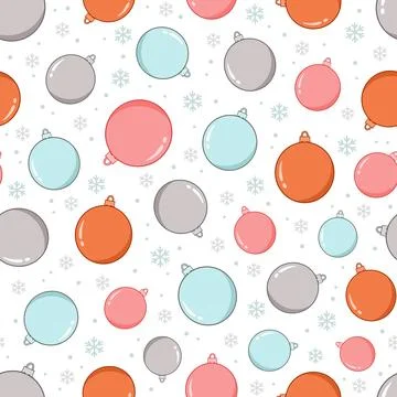 Seamless pattern with Christmas tree balls. Stock Illustration