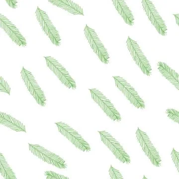 Seamless pattern with Christmas tree branch on white. Vector illustration Stock Illustration