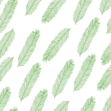 Seamless pattern with Christmas tree branch on white. Vector illustration Stock Illustration