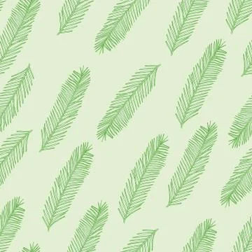 Seamless pattern with Christmas tree branch on green.  illustration Illustrazione stock