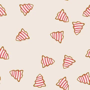 Seamless pattern christmas tree cookie celebrating festive winter holidays Stock Illustration