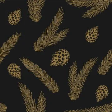 Seamless pattern with Christmas Tree Decorations hand drawn art design vector イラスト素材