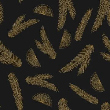 Seamless pattern with Christmas Tree Decorations hand drawn art design vector Stockillustratie