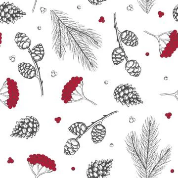 Seamless pattern with Christmas Tree Decorations hand drawn art design vector 스톡 일러스트