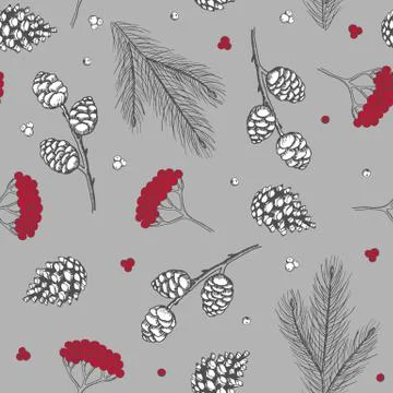 Seamless pattern with Christmas Tree Decorations hand drawn art design vector イラスト素材