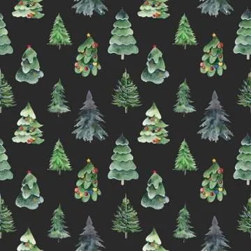 Seamless pattern of christmas tree elements, doodle, eve Stock Illustration