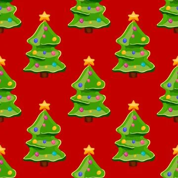 Seamless pattern with christmas tree Stock Illustration