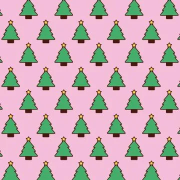 Seamless pattern christmas tree pine star celebration 스톡 일러스트