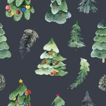 Seamless pattern of christmas tree pine, festive, celebrate, color Stock Illustration