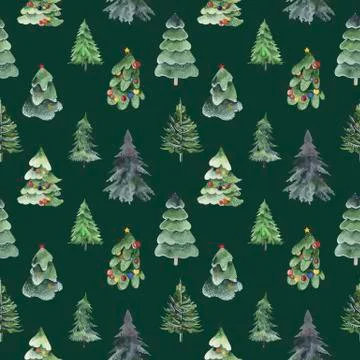 Seamless pattern of christmas tree pine, festive, celebrate, color Stock Illustration