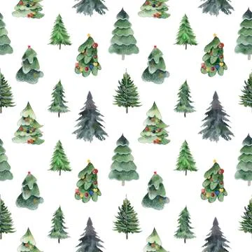 Seamless pattern of christmas tree pine, festive, celebrate, color Illustrazione stock