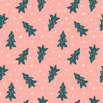 Seamless pattern with Christmas tree shapes Stock Illustration