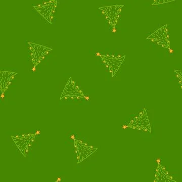 Seamless pattern christmas tree with star and holiday ornaments イラスト素材